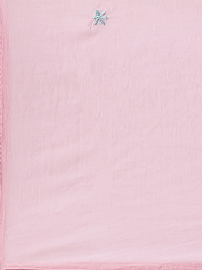 Neerus Pink Embroidered Anarkali Kurta And Trousers With Dupatta