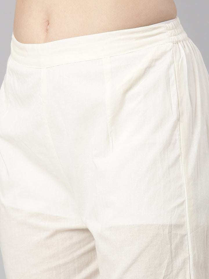 Neerus Lavender Embroidered Straight Kurta and Trousers With Dupatta