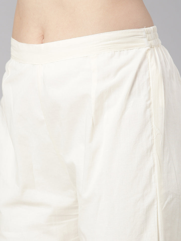 Neerus Sea Green Embroidered Straight Kurta and Trousers With Dupatta