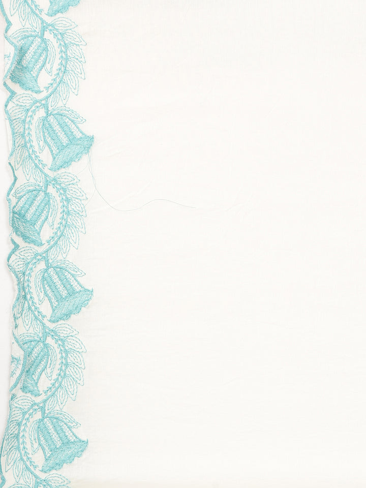 Neerus Sea Green Embroidered Straight Kurta and Trousers With Dupatta