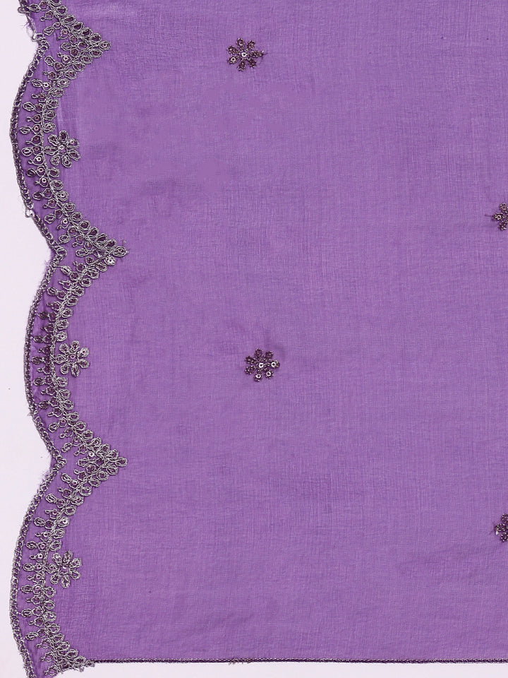 Purple Crepe Embroidery Three Piece Suit Set