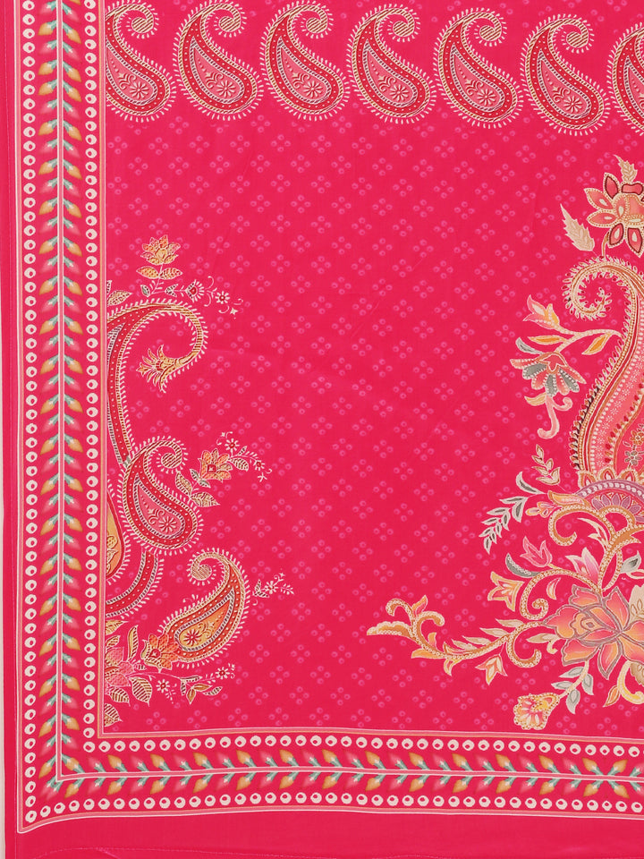 Rani Pink Crepe Printed Three Piece Suit Set