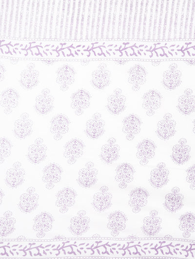 Neerus Lavender Printed Straight Kurta and Trousers With Dupatta