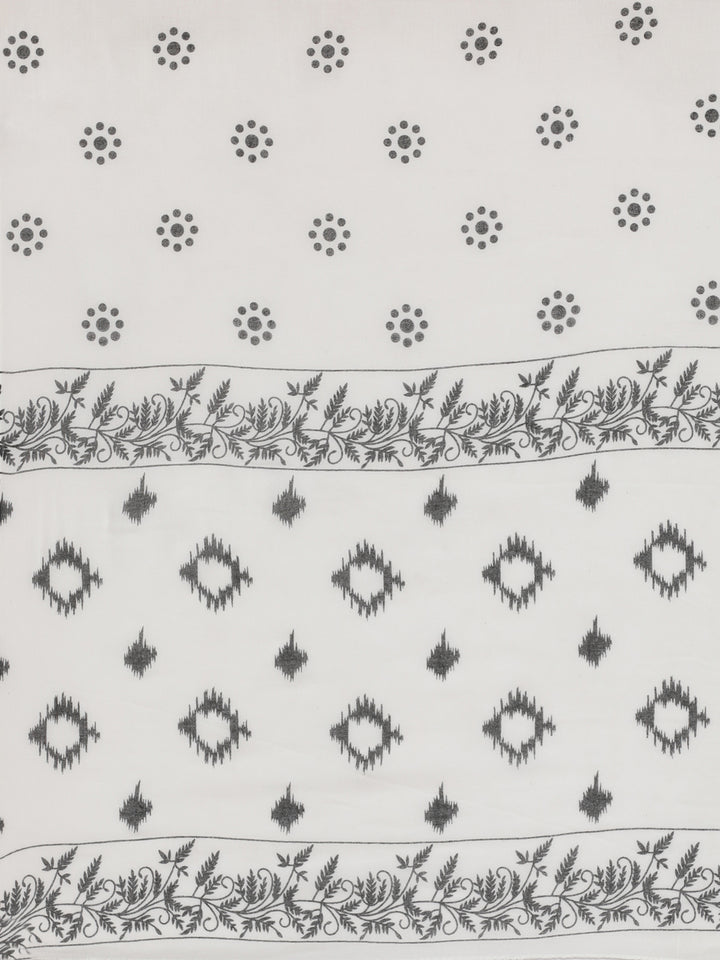 Neerus Black Printed Straight Kurta and Trousers With Dupatta