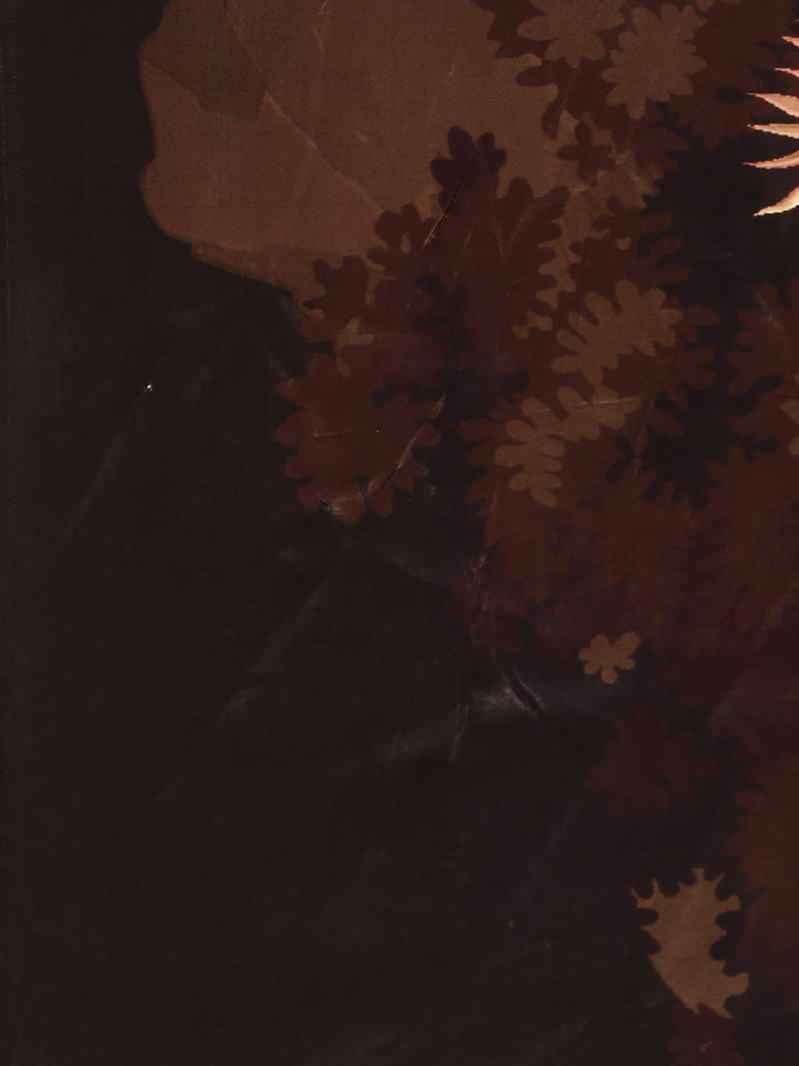 Brown crepe digital printed three piece suit set