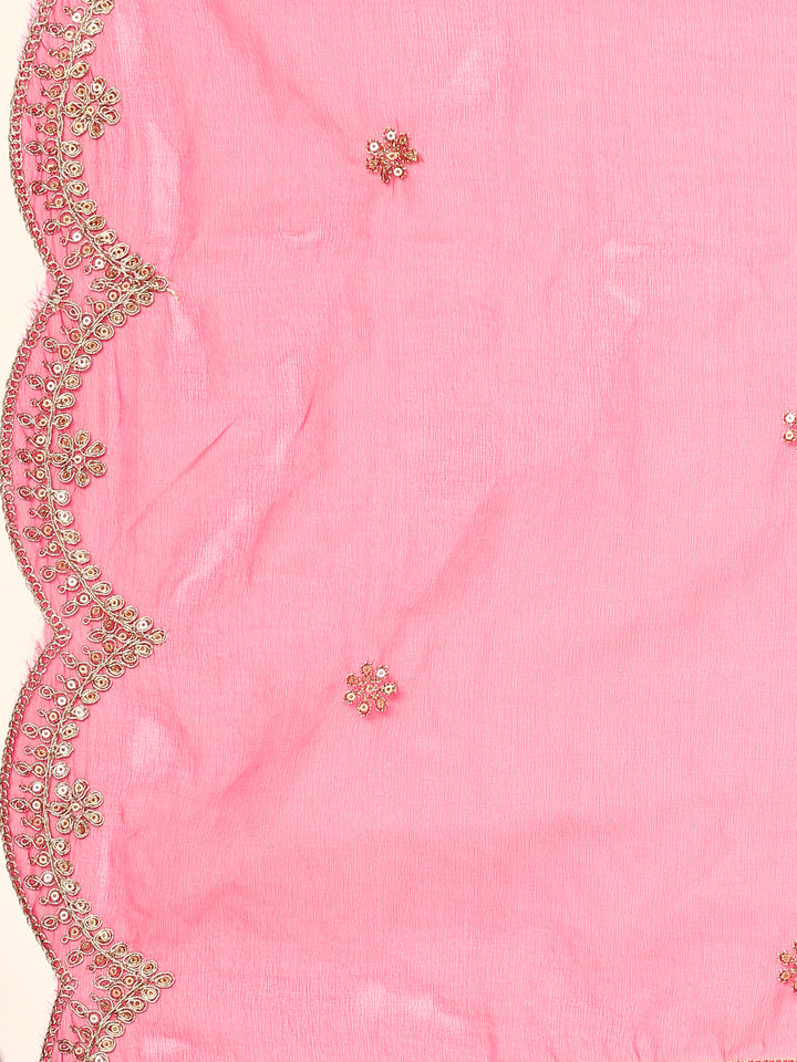 Pink Crepe suit with embroidery work