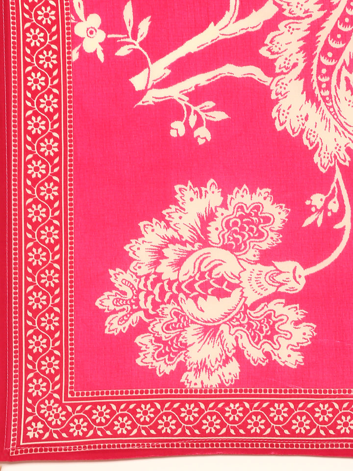 Pink Crepe Floral print three piece suit set