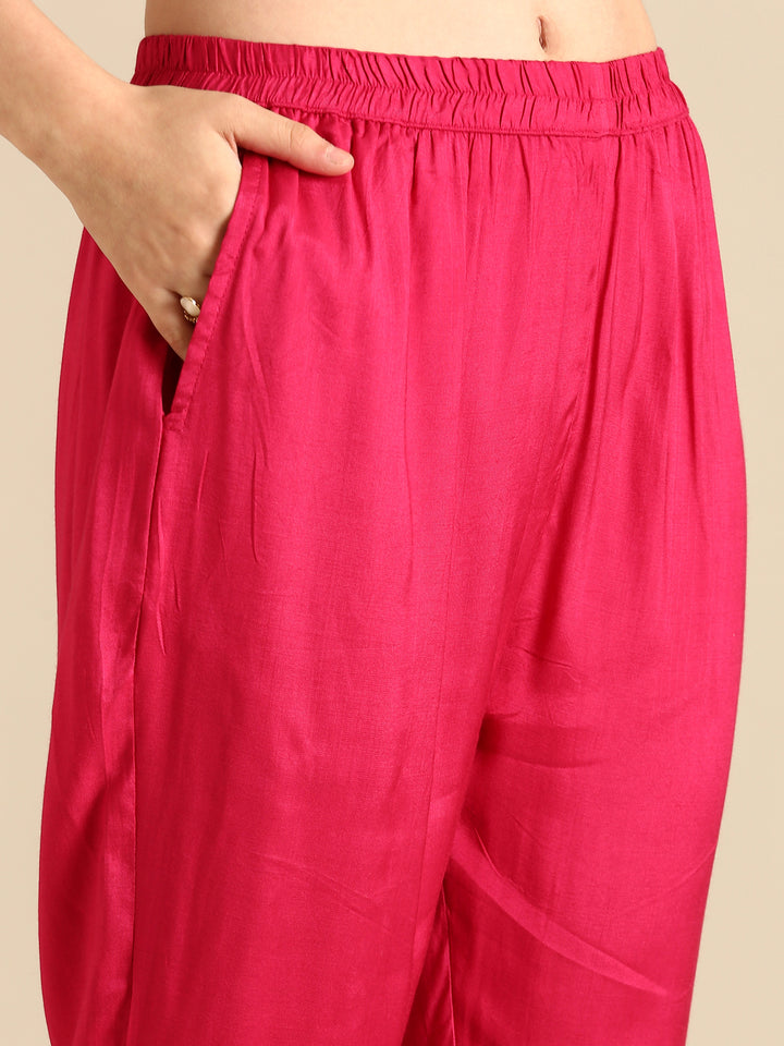 Pink Crepe Floral print three piece suit set