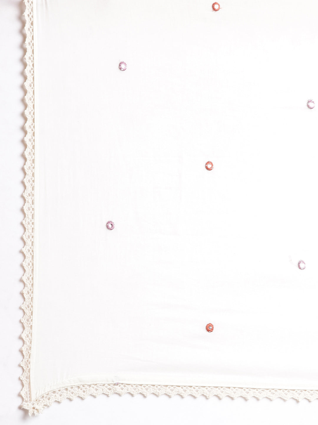 Neerus Off White Embroidered Straight Kurta And Trousers With Dupatta