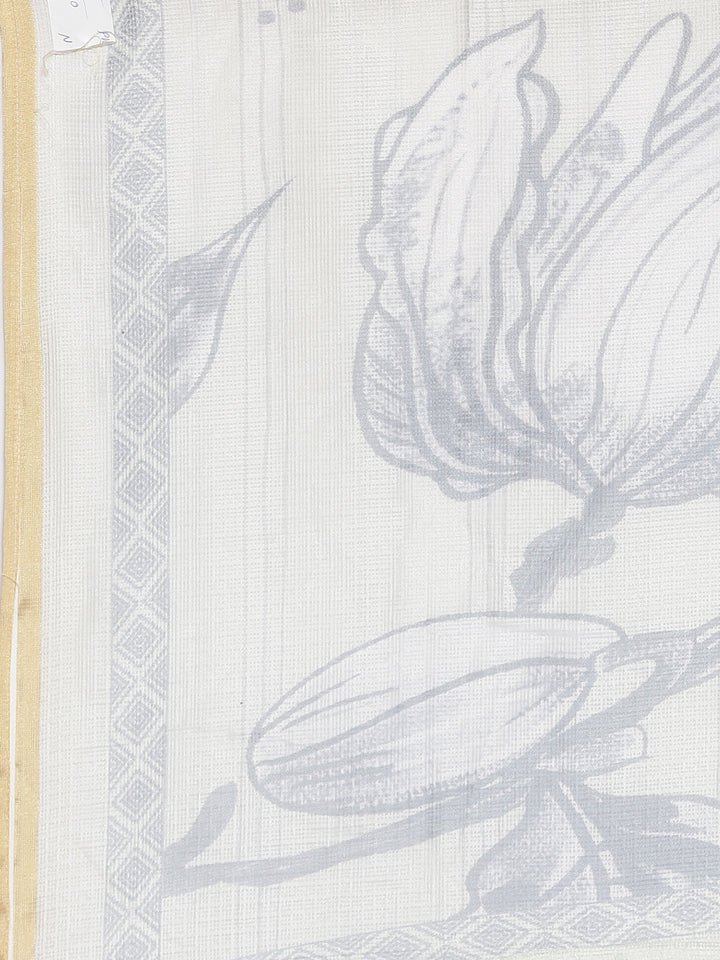 Neerus Grey Printed Straight Kurta and Trousers With Dupatta