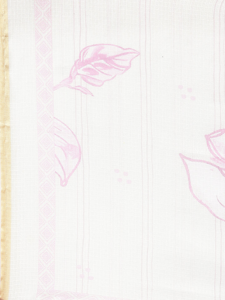 Neerus Lavender Printed Straight Kurta and Trousers With Dupatta