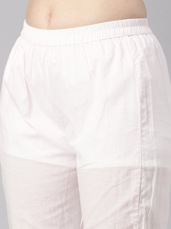 Neerus Lavender Printed Straight Kurta and Trousers With Dupatta