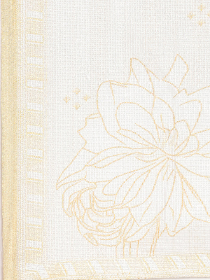 Neerus Yellow Printed Straight Kurta and Trousers With Dupatta