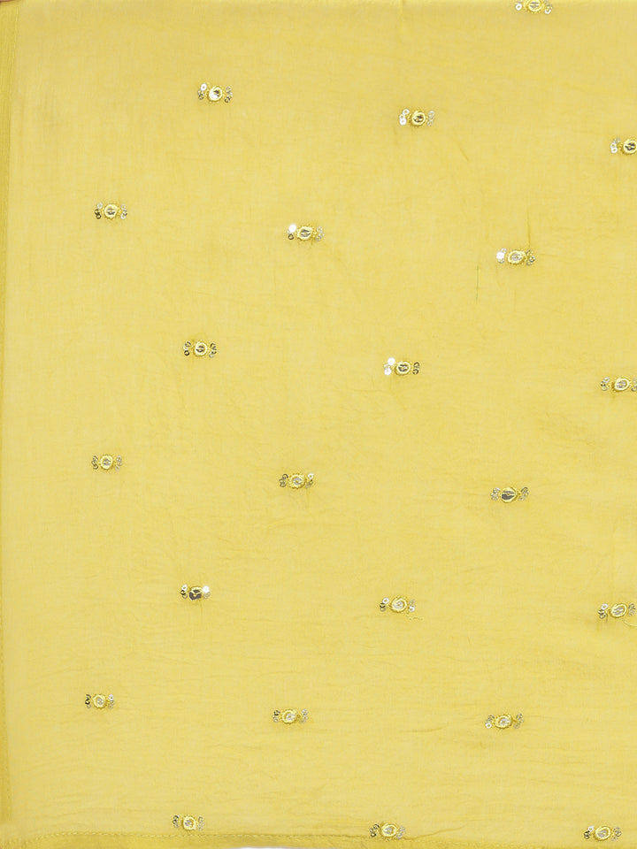 Neerus Yellow Printed Anarkali Kurta and Trousers With Dupatta