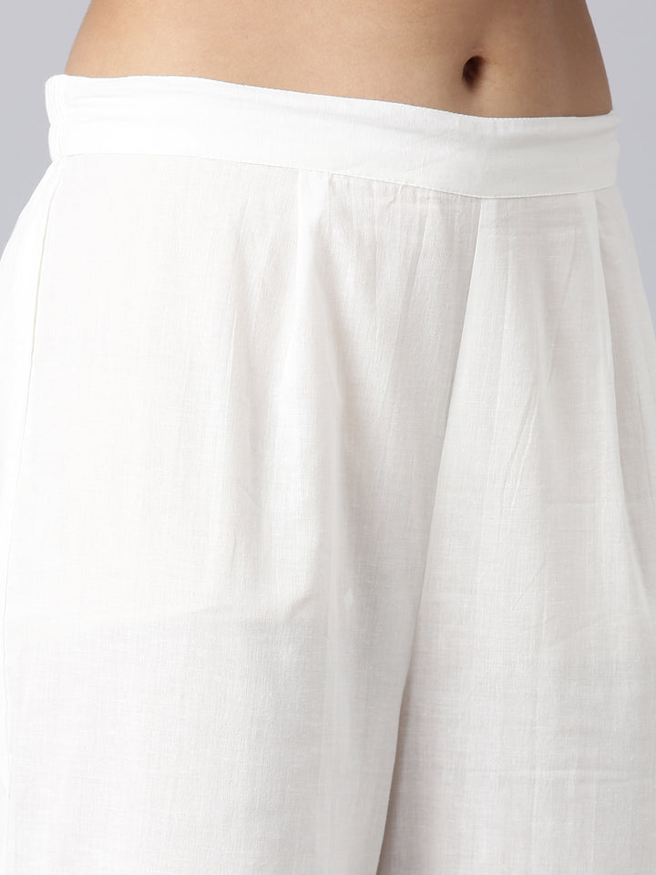 Neerus Lavender Embroidered Curved Kurta and Trousers With Dupatta