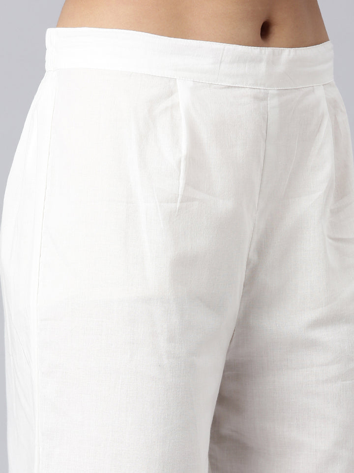 Neerus Pink Embroidered Curved Kurta and Trousers With Dupatta