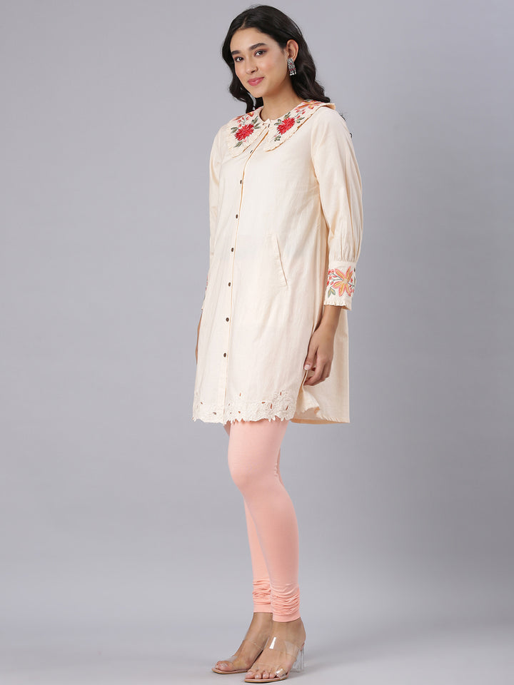 Neerus Pink Casual Solid Straight Kurtis