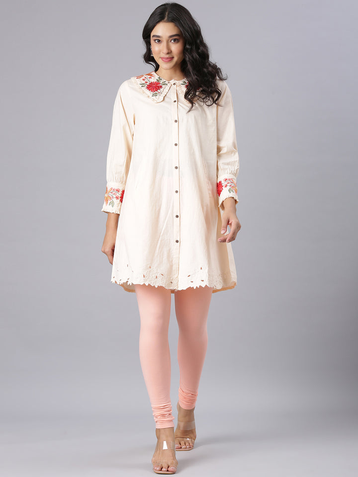 Neerus Pink Casual Solid Straight Kurtis
