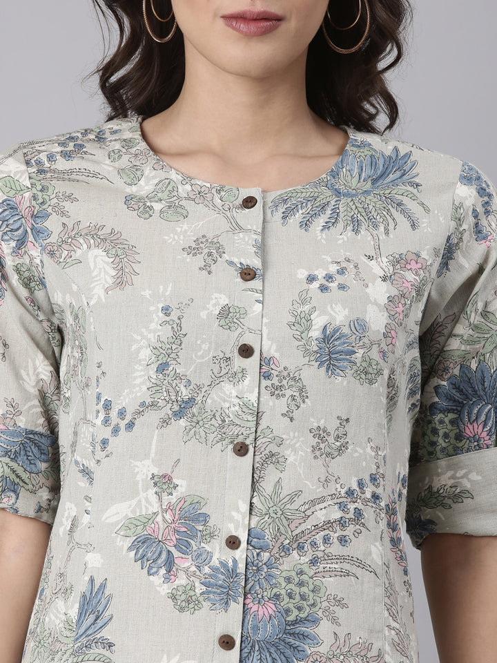 Printed Floral Cotton Kurta