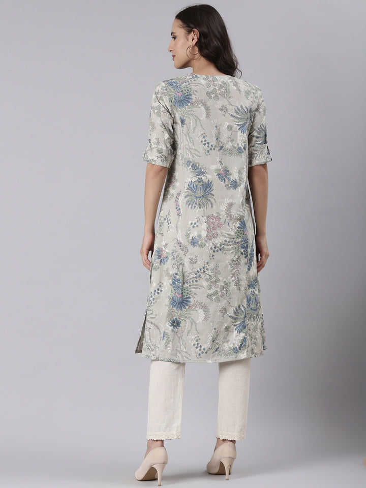Printed Floral Cotton Kurta