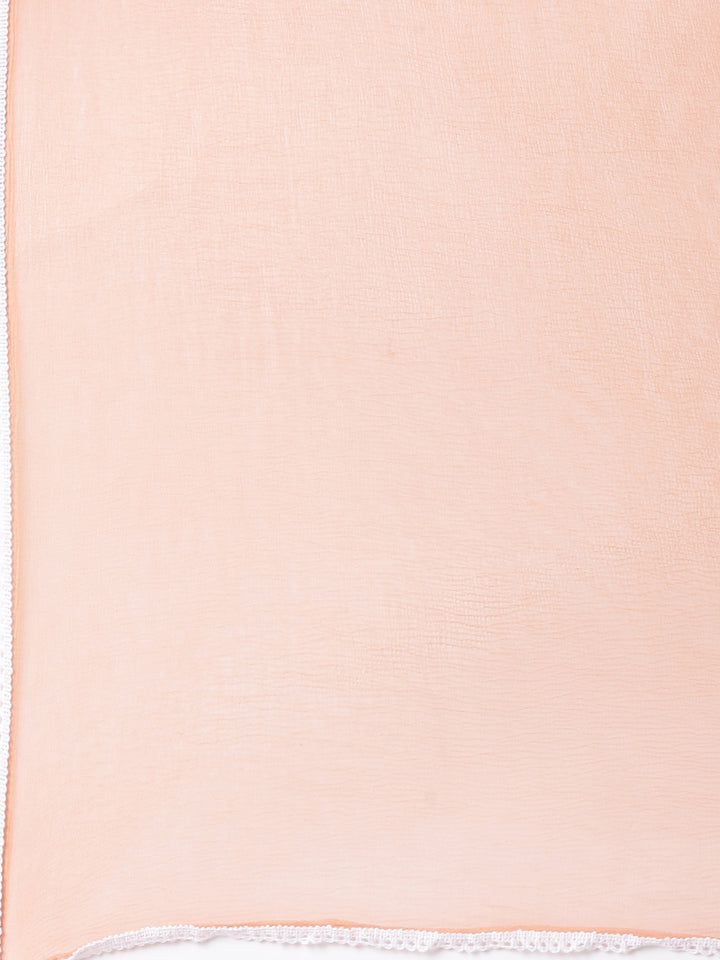 Neerus Coral Embroidered Straight Kurta and Trousers With Dupatta