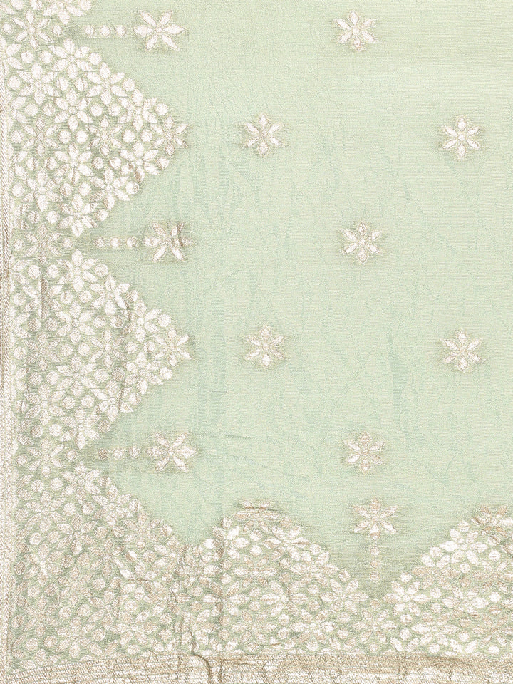 Pista Tissue Hand Embroidery Three Piece Suit Set