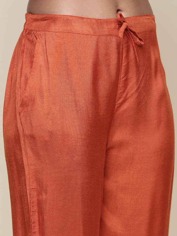 Burnt orange Dola silk three piece suit set