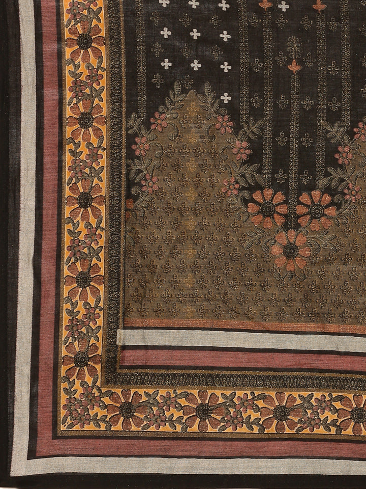 Black Foil printed kurta set with silk duppata