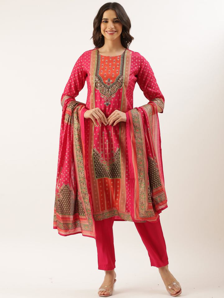 Rani Silk Printed Three Piece Suit Set
