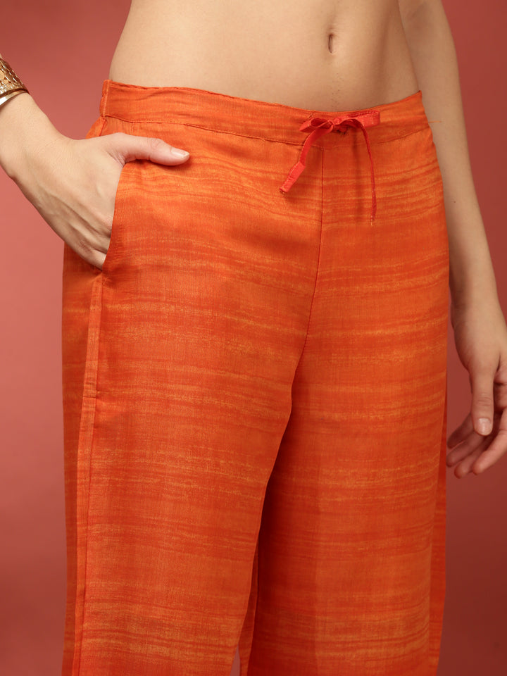 Orange Muslin Three Piece Set