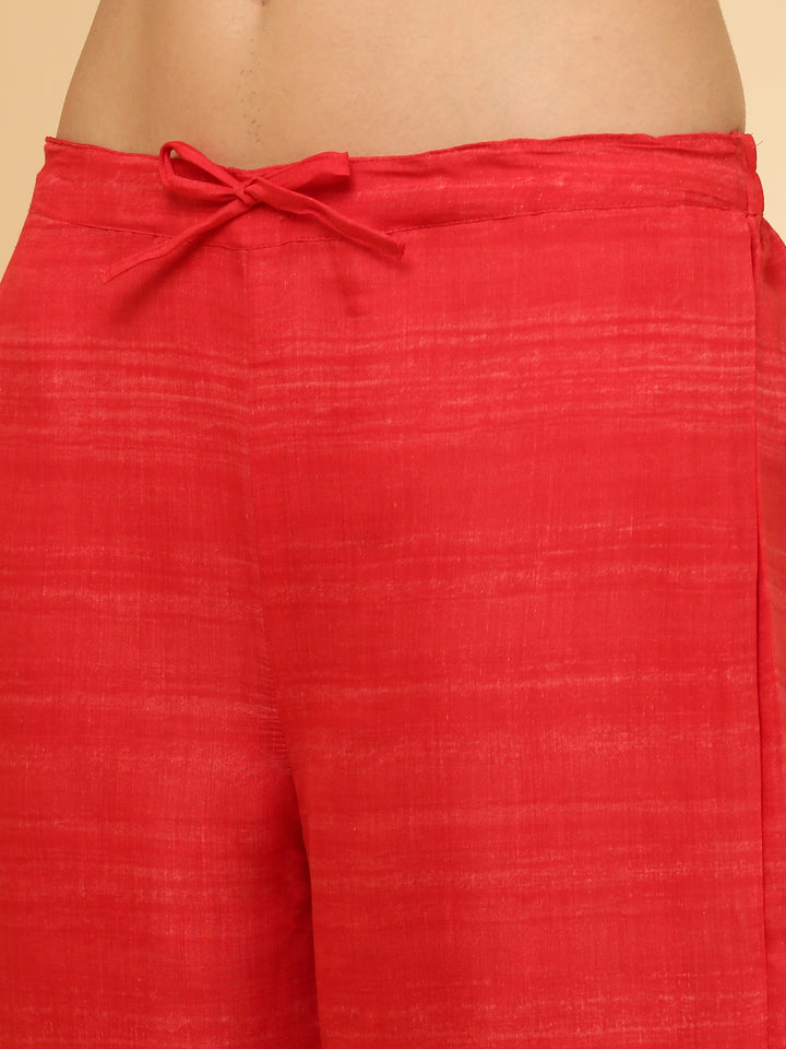 Red Muslin Three Piece Set