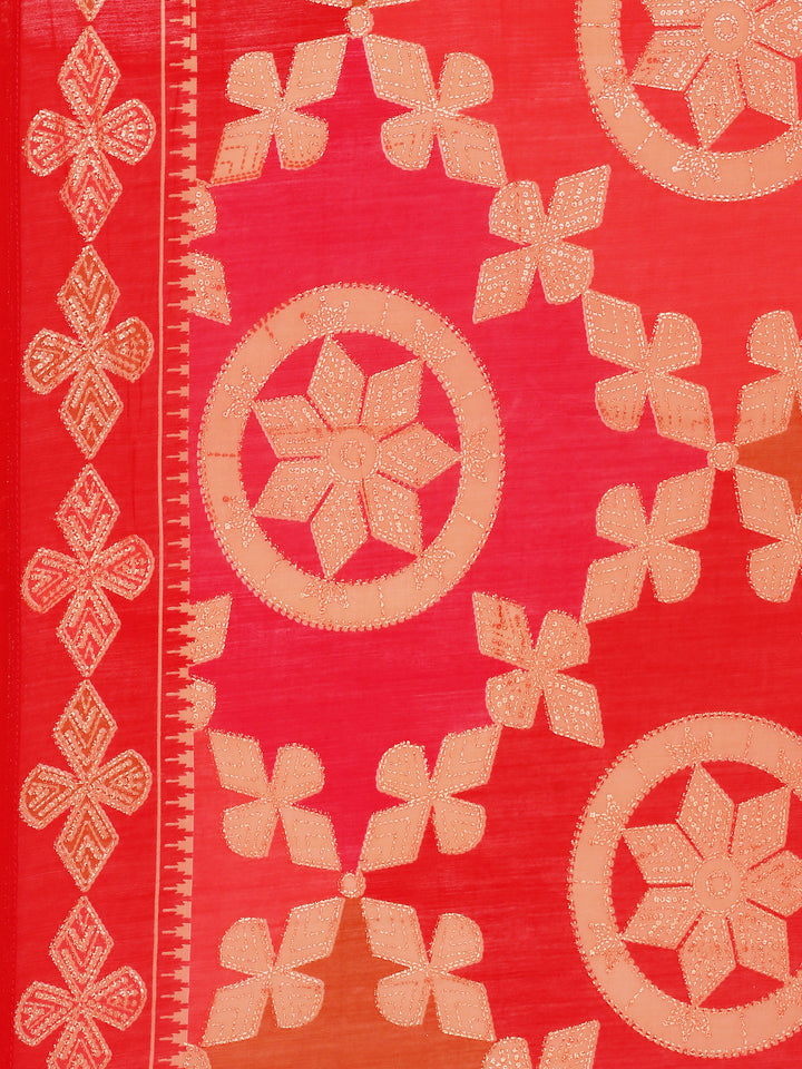 Red Muslin Three Piece Set