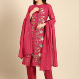 Rani muslin hand embroidery three piece suit set