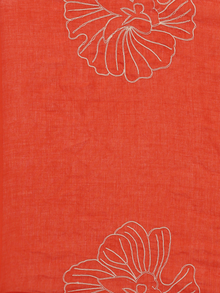 Rust Rayon Embroidery Three Piece Suit Set