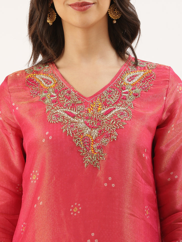 Rani Tissue Printed Embroidery Three Piece Suit Set