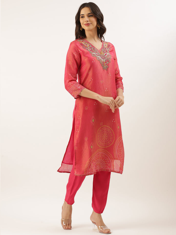 Rani Tissue Printed Embroidery Three Piece Suit Set