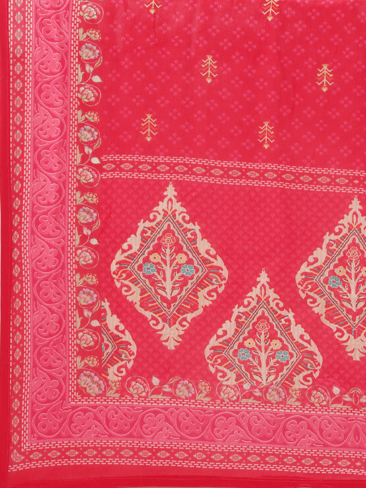 Rani Pink Crepe Printed Three Piece Suit Set