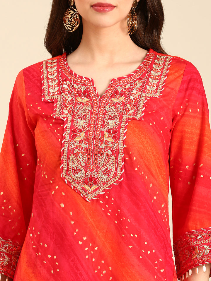 Pink muslin hand embroidery 3 piece suit set