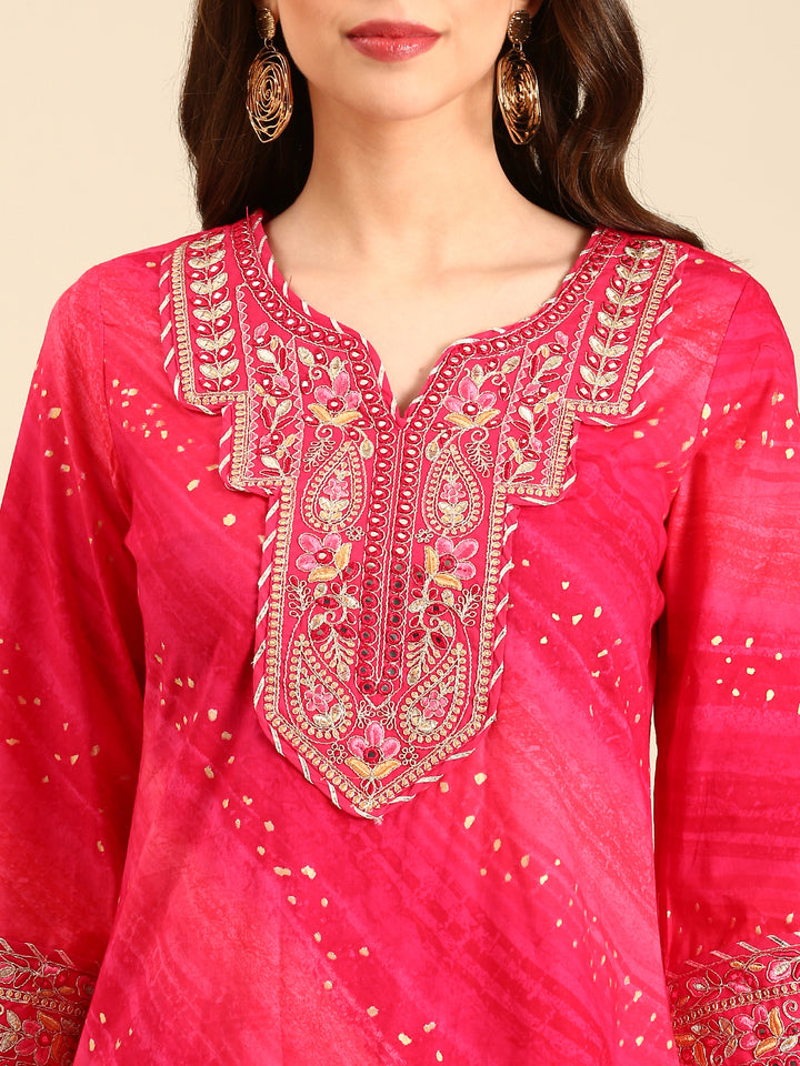 Rani muslin hand embroidery three piece suit set