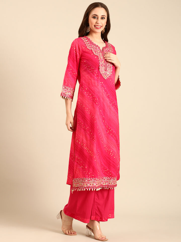 Rani muslin hand embroidery three piece suit set