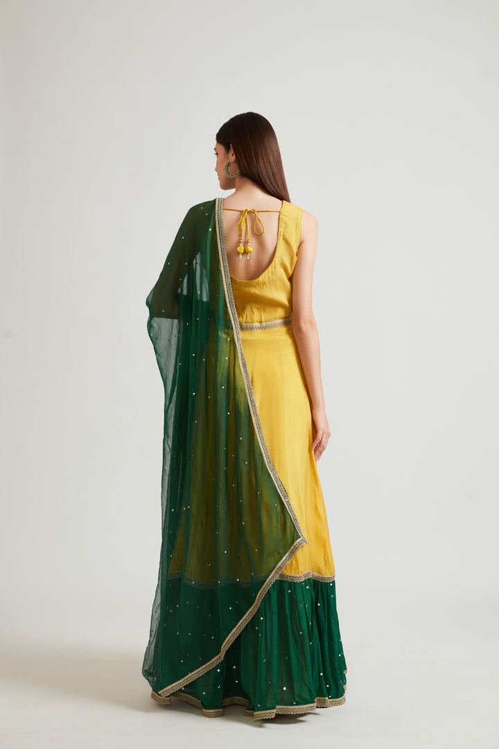 Neerus Mustard Color Chinon Fabric Anarkali Suit