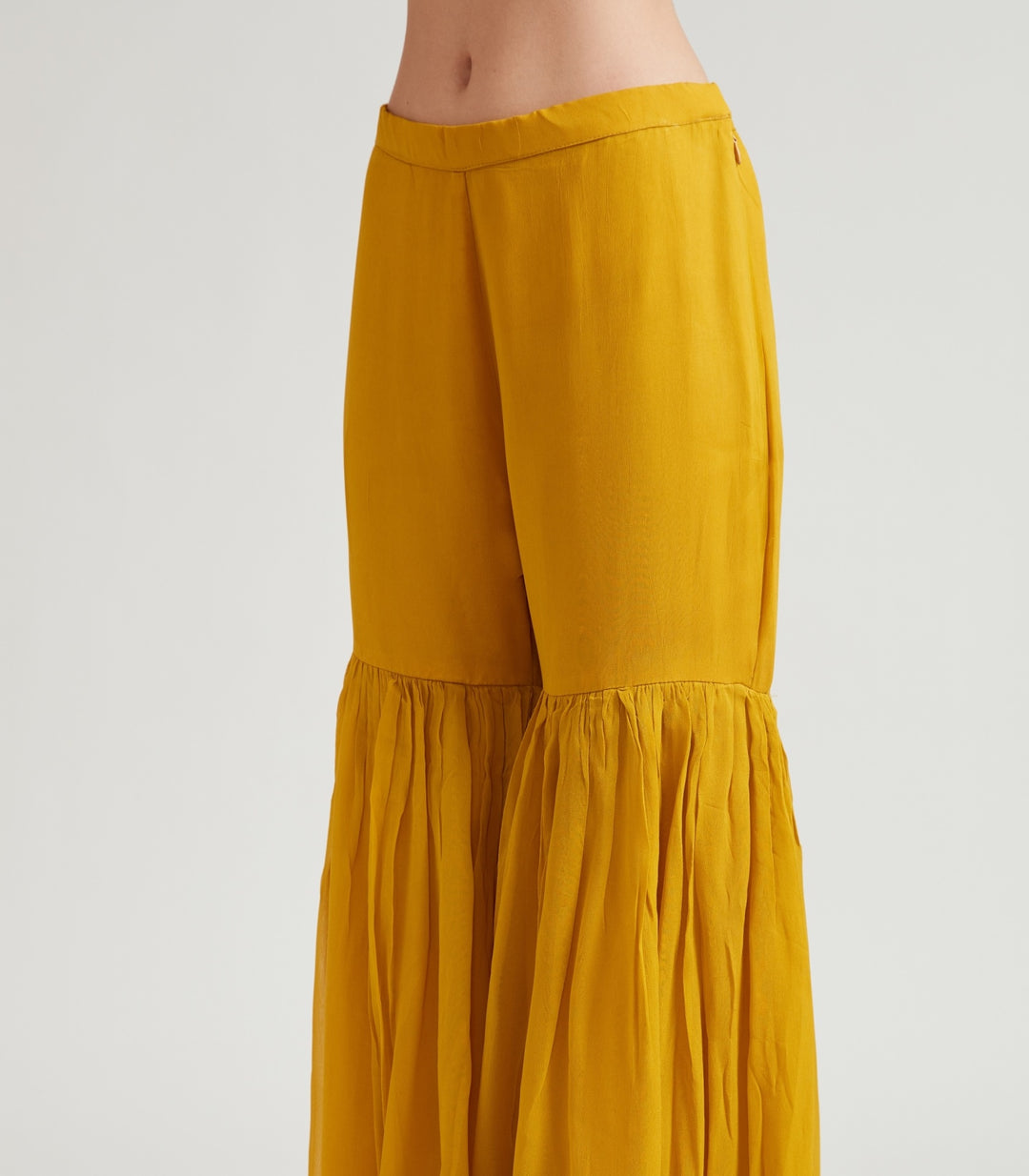Neerus Yellow Georgette Sharara Set with Dupatta - detail view 2