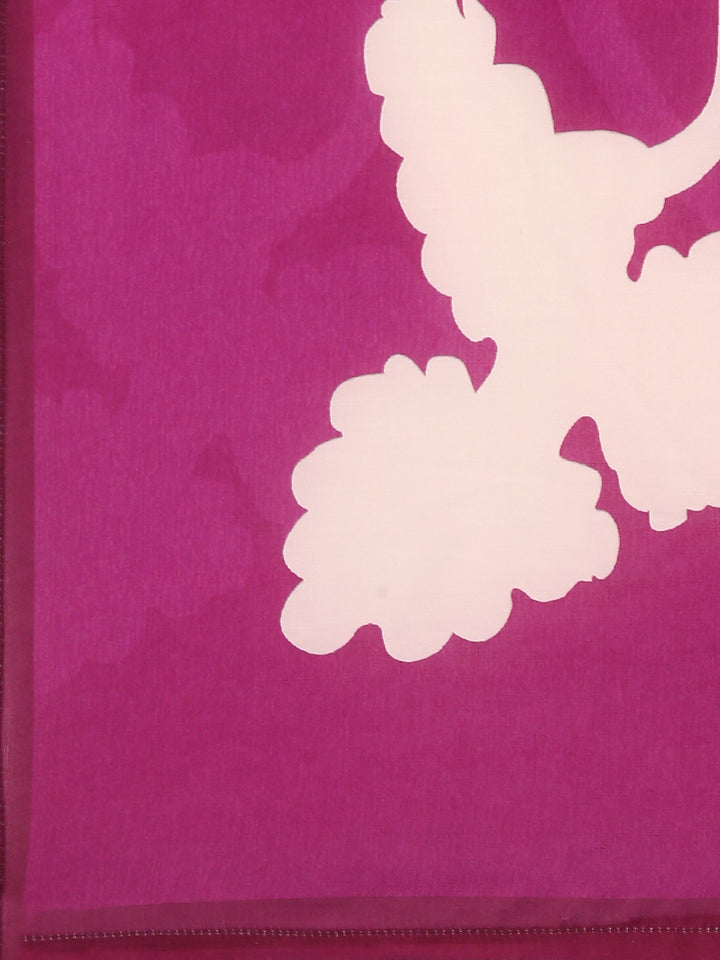 Purple Rayon Digital Print Three Piece Set