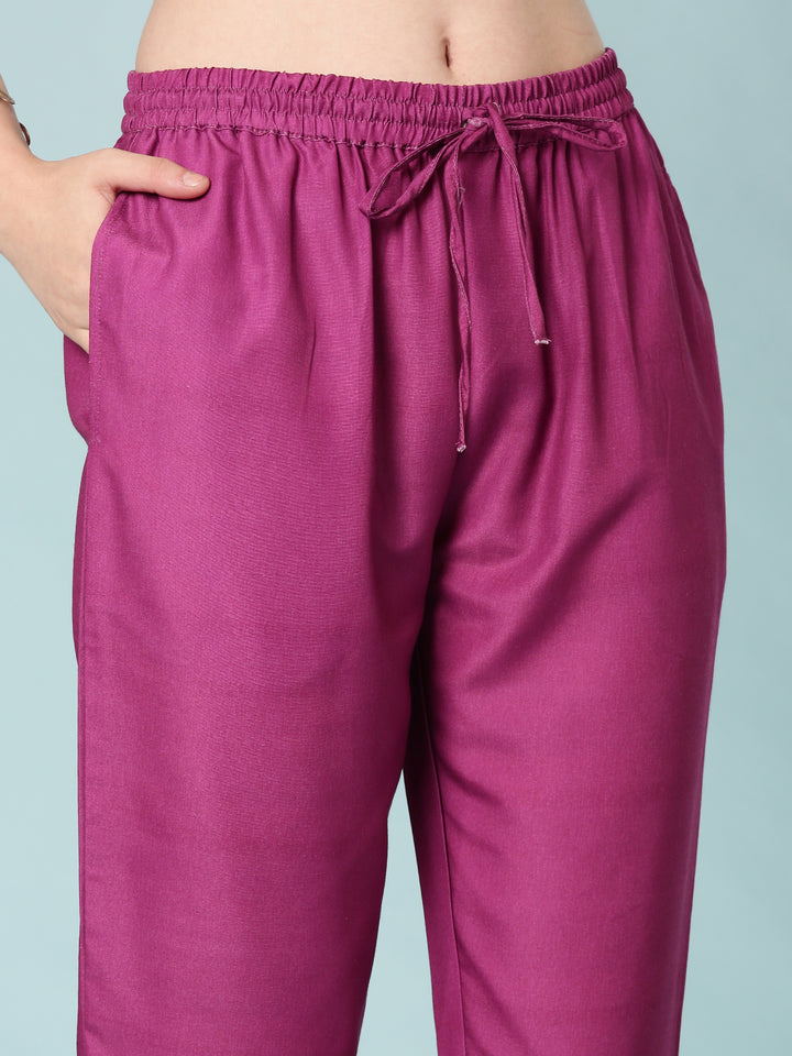 Purple Rayon Digital Print Three Piece Set