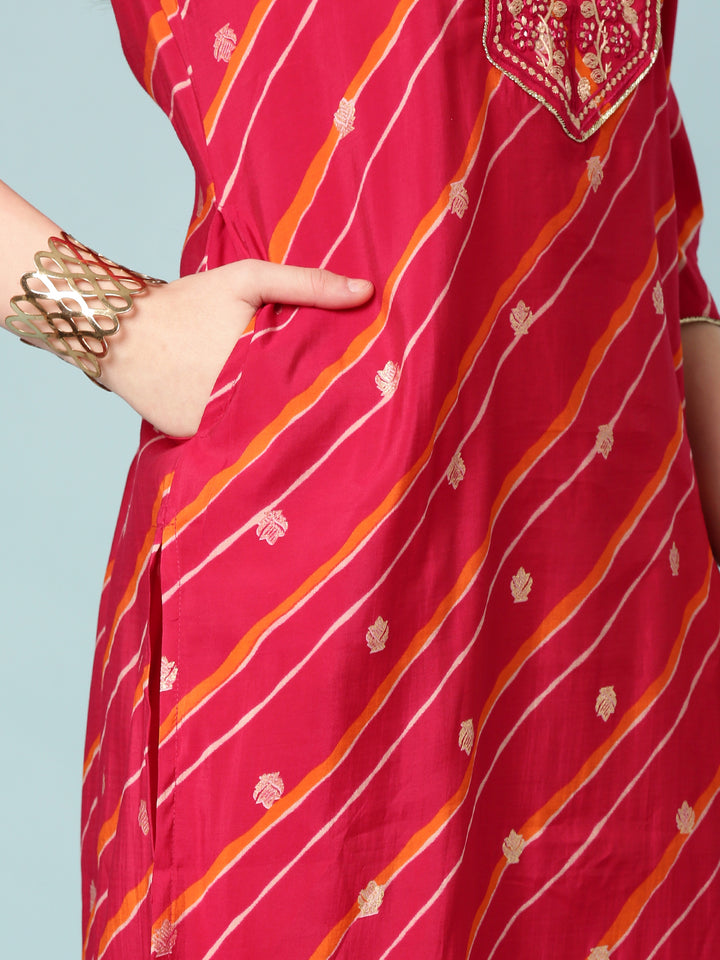 Magenta Dola Silk Three Piece Set