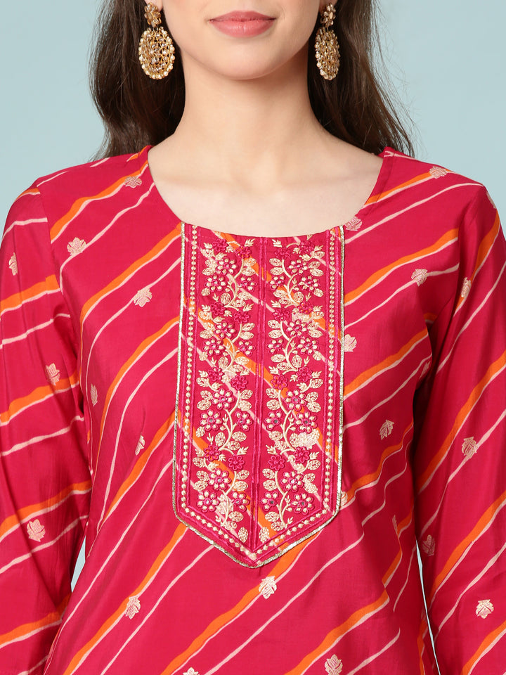 Magenta Dola Silk Three Piece Set