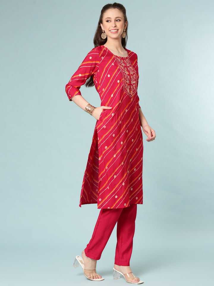 Magenta Dola Silk Three Piece Set