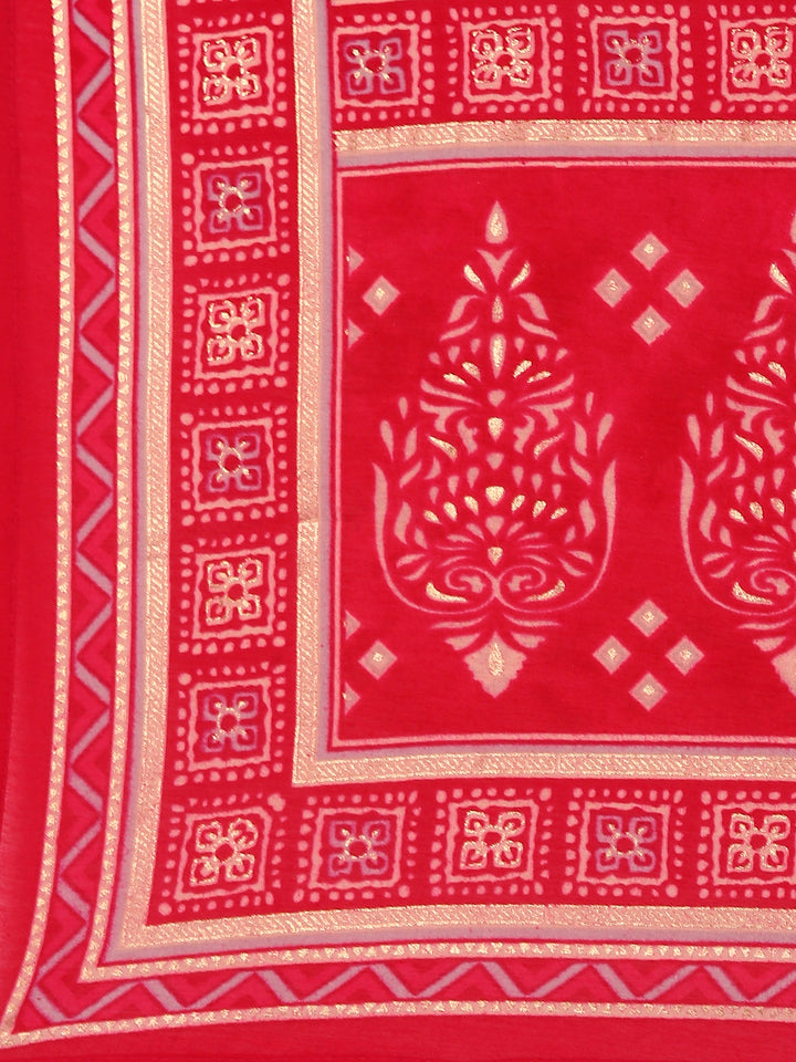 Rani Pink Modal Silk Digital Print Three Piece Set