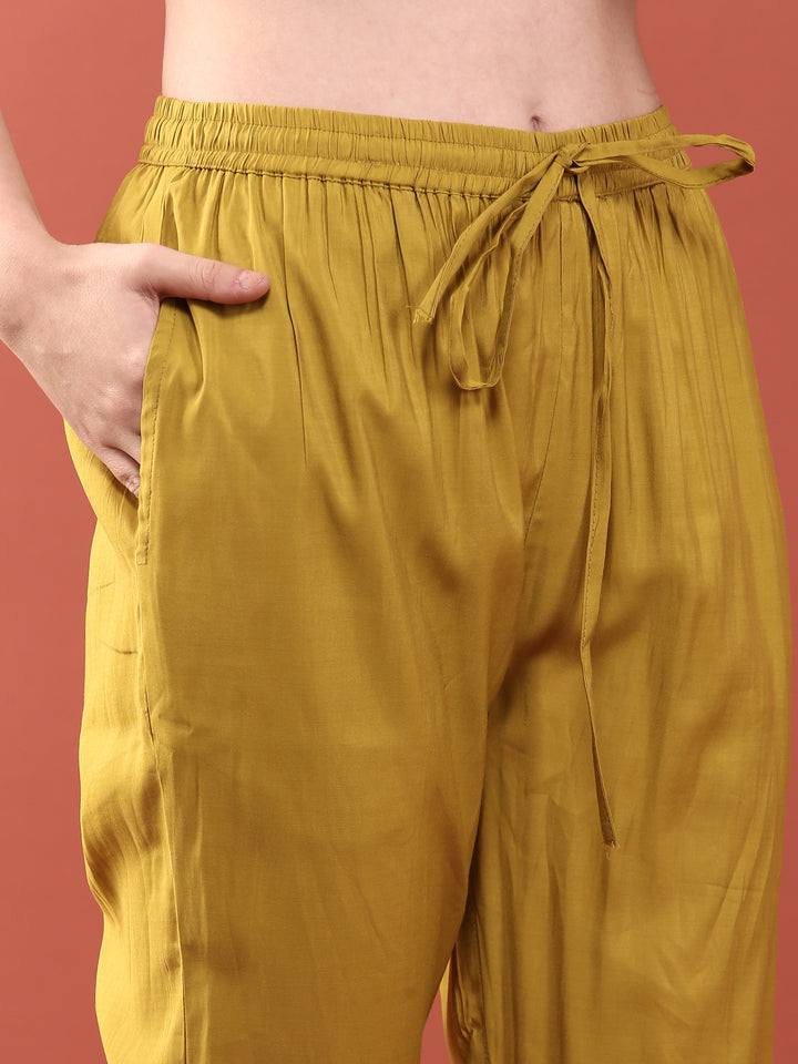 Lime Green Dola Silk Digital Print Three Piece Set