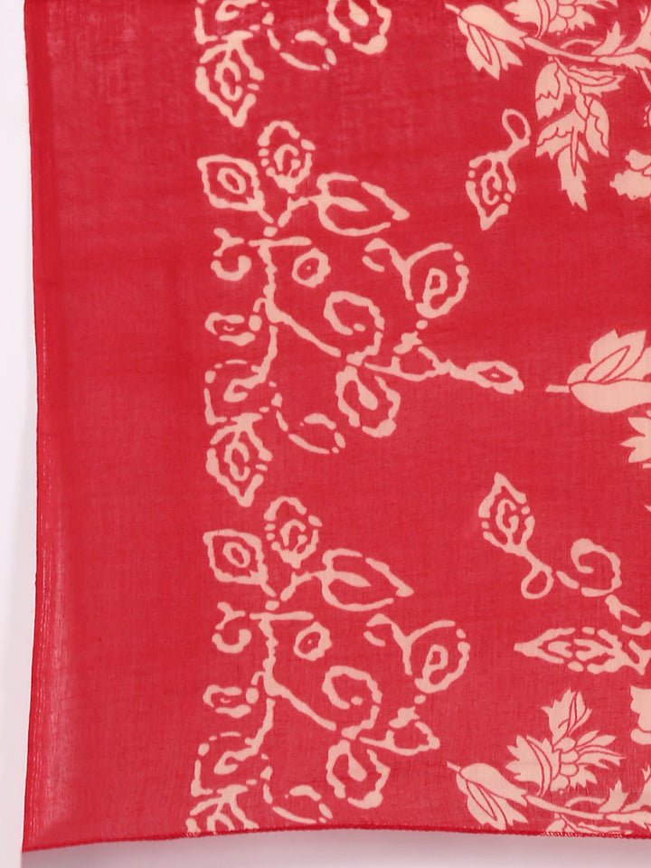 Magenta Dola Silk Digital Print Three Piece Set